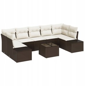 vidaXL Zestaw sof ogrodowych 8-częściowy z poduszkami brązowy z polirattanu 2