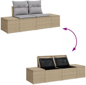 vidaXL Zestaw Sof Ogrodowych 8 Częściowy z Poduszkami Beżowy Polirattan 9