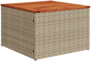 vidaXL 11-elementowy zestaw sofy ogrodowej z poduszkami beżowy poli ratan akacja, Dwuosobowa sofa ogrodowa ze schowkiem i poduszkami beżowa poli ratan 7