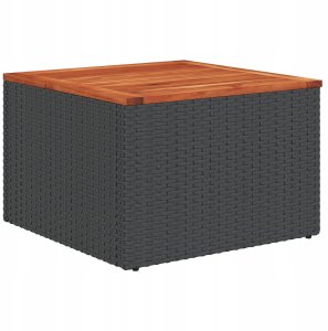 vidaXL Zestaw sof ogrodowych 7 elementowy z poduszkami czarny polirattan akacja, Sofa ogrodowa 2-osobowa z miejscem na przechowywanie i poduszkami czarny polirattan 6