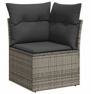 vidaXL 9-częściowy Zestaw Sofy Ogrodowej z Poduszkami Szary Polyrattan Akacja, vidaXL Sofa Ogrodowa 2-osobowa z Przechowalnią i Poduszkami Szary Polyrattan 5