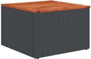 vidaXL 11-elementowy zestaw sofy ogrodowej z poduszkami czarny polirattan akacja, vidaXL Dwumiejscowa sofa ogrodowa z miejscem do przechowywania i poduszkami czarny polirattan 7