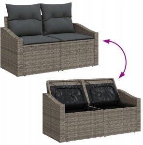 vidaXL 5-częściowy zestaw sof ogrodowych  z poduszkami szary polirattan akacja 9