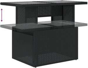 vidaXL 9 częściowy zestaw sofy ogrodowej z poduszkami czarny rattan poli, vidaXL 2-osobowa sofa ogrodowa z przechowalnią i poduszkami czarny rattan poli 9