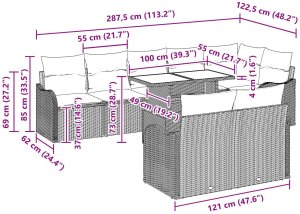 vidaXL 9 częściowy zestaw sofy ogrodowej z poduszkami czarny rattan poli, vidaXL 2-osobowa sofa ogrodowa z przechowalnią i poduszkami czarny rattan poli 10