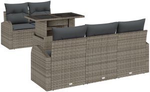 Zestaw kanap ogrodowych vidaXL 6-częściowy z poduszkami szary polirattan, Zestaw kanap ogrodowych vidaXL 2-osobowy z schowkiem i poduszkami szary polirattan 2