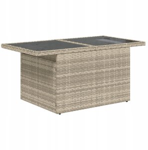 vidaXL Zestaw 7-częściowy sof ogrodowych z poduszkami jasnoszary poli rattan, 2-osobowa sofa ogrodowa z miejscem do przechowywania i poduszkami jasnoszary poli rattan 5