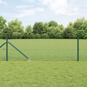 vidaXL Ogrodzenie z drutu spawanego  z 13 słupkami do kotwienia Zielone 0.5x100 m Stal 1