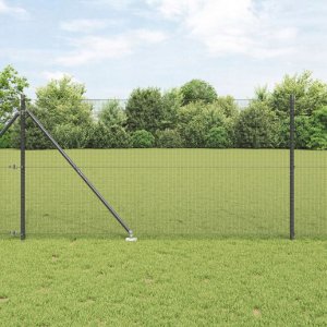 vidaXL Ogrodzenie  z 13 szpikulcami Szary 1.4x25 m Stalowe 1