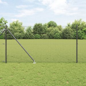 vidaXL Ogrodzenie z drutu spawanego  z 13 słupkami w kolorze szarym 1.2x50 m ze stali 1