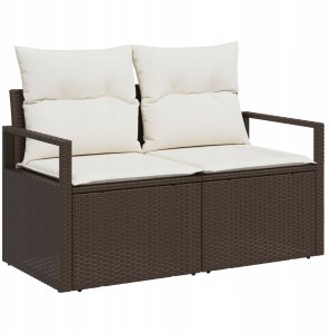 vidaXL 8-częściowy Zestaw Sof Ogrodowych z Poduszkami Brązowy Rattan PE, vidaXL Dwuosobowa Sofa Ogrodowa z Przechowalnią i Poduszkami Brązowy Rattan PE 3