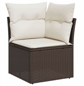 vidaXL 8-częściowy Zestaw Sof Ogrodowych z Poduszkami Brązowy Rattan PE, vidaXL Dwuosobowa Sofa Ogrodowa z Przechowalnią i Poduszkami Brązowy Rattan PE 6