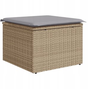 vidaXL 6-częściowy zestaw sof ogrodowych z poduszkami beżowy rattan poliester, vidaXL sofa 2-osobowa ogrodowa z miejscem na przechowywanie i poduszkami beżowy rattan poliester 4