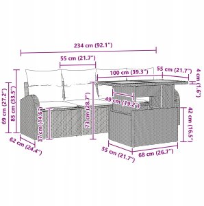 vidaXL 5-częściowy zestaw sofy ogrodowej z poduszkami czarny polirattan, 2-osobowa sofa ogrodowa z miejscem na przechowanie i poduszkami czarny polirattan 12
