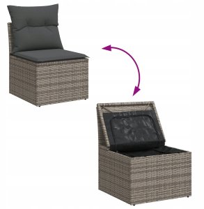 vidaXL Zestaw sof ogrodowych 8-elementowy z poduszkami Szary Poli Rattan 12