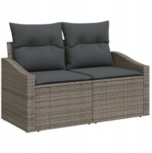 vidaXL Zestaw sof ogrodowych 8-elementowy z poduszkami Szary Poli Rattan 3