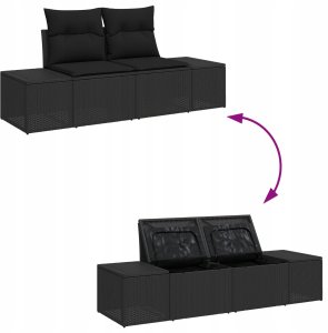 vidaXL 7-częściowy zestaw sof ogrodowych z poduszkami Czarny Polirattan 12