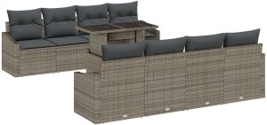 vidaXL 7-częściowy zestaw sof ogrodowych z poduszkami Szary Poli Rattan 2