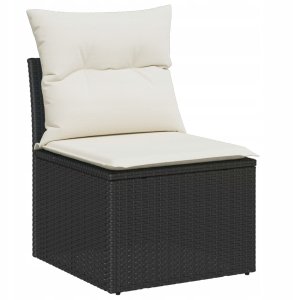 vidaXL Zestaw Sof Ogrodowych z poduszkami Czarnego Rattan Rybackiego, vidaXL 2-osobowa Sofa Ogrodowa z Przechowywaniem i Poduszkami Czarnego Rattan Rybackiego 4