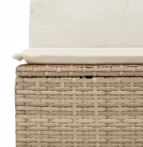 vidaXL 11-częściowy zestaw sofa ogrodowa z beżowymi poduszkami z poli ratanu, 2-osobowa sofa ogrodowa z miejscem na przechowywanie i poduszkami w beżowym poli rattanowym 8