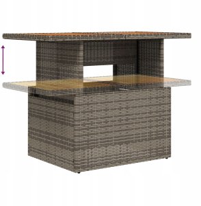 Zestaw sof ogrodowych vidaXL 11-elementowy z poduszkami Szary Poly Rattan, 2-osobowa sofa ogrodowa vidaXL z miejscem do przechowywania i poduszkami Szary Poly Rattan 12