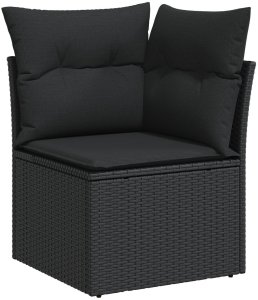 vidaXL Zestaw sof ogrodowych z poduszkami czarny rattan PE, Zestaw dwuosobowej sofy ogrodowej z przechowalnią i poduszkami czarny rattan PE 6