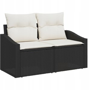 vidaXL Zestaw sof ogrodowych 8-częściowy z poduszkami Czarny Polirattan 3
