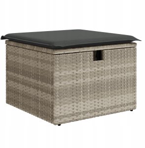 Zestaw 7 częściowych sof ogrodowych vidaXL z poduszkami Jasnoszary Poli rattan, 2-osobowa sofa ogrodowa vidaXL z poduszkami Jasnoszary Poli rattan 6