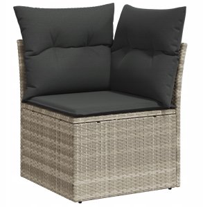 Zestaw 7 częściowych sof ogrodowych vidaXL z poduszkami Jasnoszary Poli rattan, 2-osobowa sofa ogrodowa vidaXL z poduszkami Jasnoszary Poli rattan 7