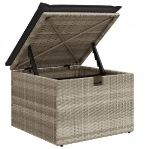 Zestaw 7 częściowych sof ogrodowych vidaXL z poduszkami Jasnoszary Poli rattan, 2-osobowa sofa ogrodowa vidaXL z poduszkami Jasnoszary Poli rattan 9