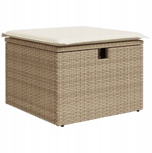 Zestaw sofy ogrodowej vidaXL 8-częściowy z poduszkami Beżowy polirattan, Zestaw sofy ogrodowej vidaXL 2-osobowy z poduszkami Beżowy polirattan 5