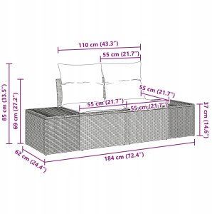 vidaXL Zestaw sofy ogrodowej 7 częściowy z poduszkami Brązowy Polirattan 12