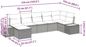 vidaXL 7-częściowy zestaw sof ogrodowych z poduszkami Beżowy Rattan 9