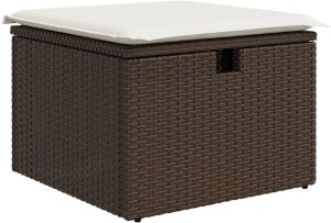 Zestaw sof ogrodowych vidaXL 6-częściowy z poduszkami Brązowy Poli Rattan, Sofa ogrodowa 2-osobowa vidaXL z przechowalnią i poduszkami Brązowy Poli Rattan 6