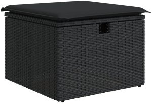 vidaXL Zestaw 7-częściowy sof ogrodowych vidaXL z poduszkami czarny polirattan, Sofa ogrodowa 2-osobowa vidaXL z schowkiem i poduszkami czarny polirattan 7