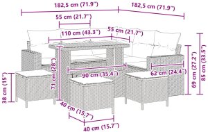 vidaXL 9-częściowy Zestaw Sofy Ogrodowej z Poduszkami Szary Polirattan Akacjowy, 4-częściowy Zestaw Jadalny Ogrodowy z Poduszkami Szary Polirattan Akacjowy 10