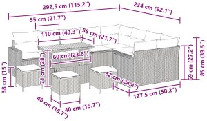 vidaXL 12-Częściowy Zestaw Sof Ogrodowych z Poduszkami Czarny Rattan Akacjowy, vidaXL 3-Częściowy Zestaw Jadalny Ogrodowy z Poduszkami Czarny Rattan Akacjowy 10