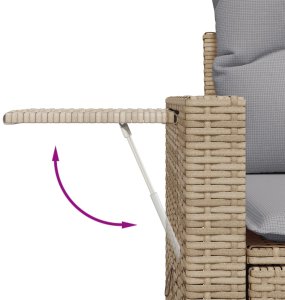 9-częściowy zestaw sof ogrodowych vidaXL z poduszkami Beżowy Polirattan Akacja, 3-częściowy zestaw jadalniany vidaXL z poduszkami Beżowy Polirattan Akacja 9