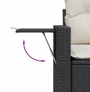 vidaXL Zestaw kanap ogrodowych z poduszkami czarny polirattan akacja, Zestaw do jadalni ogrodowej z poduszkami czarny polirattan akacja 8