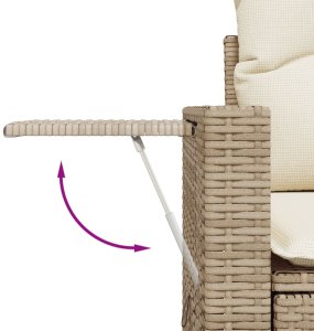 vidaXL Zestaw sof ogrodowych 10-częściowy z poduszkami Beżowy Poli Rattan Akacja, Zestaw obiadowy ogrodowy 3-częściowy z poduszkami Beżowy Poli Rattan Akacja 8