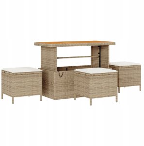 vidaXL 10-częściowy zestaw sof ogrodowych z poduszkami beżowy z polirattanu akacjowego, 4-częściowy zestaw obiadowy z poduszkami beżowy z polirattanu akacjowego 3