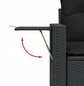 vidaXL Zestaw 12-częściowy sof ogrodowych z poduszkami Czarny Polirattan Akacja, Zestaw 3-częściowy do jadalni ogrodowej z poduszkami Czarny Polirattan Akacja 9