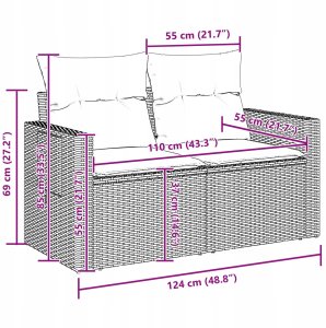 vidaXL 12-elementowy zestaw sof ogrodowych z poduszkami czarny rattan akacja, 3-elementowy zestaw do jadalni z poduszkami czarny rattan akacja 12