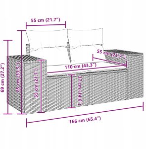 vidaXL Zestaw sofy ogrodowej z 10 elementami z poduszkami czarny polirattan akacja, Zestaw do jedzenia na świeżym powietrzu z 4 elementami z poduszkami czarny polirattan akacja 6