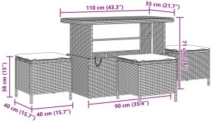 vidaXL 10-częściowy zestaw sofy ogrodowej z poduszkami czarny poli rattan akacja, 2-osobowa sofa ogrodowa z poduszkami czarny poli rattan, 4-częściowy zestaw obiadowy ogrodowy z poduszkami czarny poli rattan akacja 10
