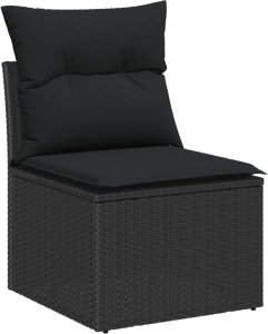 vidaXL 10-częściowy zestaw sofy ogrodowej z poduszkami czarny polirattan, vidaXL 2-osobowa sofa ogrodowa z poduszkami czarny polirattan, vidaXL 4-częściowy zestaw do jadalni ogrodowej z poduszkami czarny polirattan 5