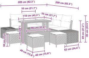 Zestaw Sofy Ogrodowej vidaXL 8-częściowy Z Poduszkami Beżowy Polirattan Akacja, Zestaw Sofy Ogrodowej vidaXL 2-osobowej Z Poduszkami Beżowy Polirattan, Zestaw Do Jadalni Ogrodowej vidaXL 3-pc Z Poduszkami Beżowy Polirattan Akacja 10