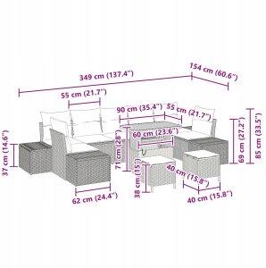 Zestaw Sofy Ogrodowej vidaXL 10 Elementów z Poduszkami Beżowy Rattan Akacja, Zestaw Sofy Ogrodowej vidaXL 2-osobowy z Poduszkami Beżowy Rattan, Zestaw Jadalny Ogrodowy vidaXL 3 Elementy z Poduszkami Beżowy Rattan Akacja 8