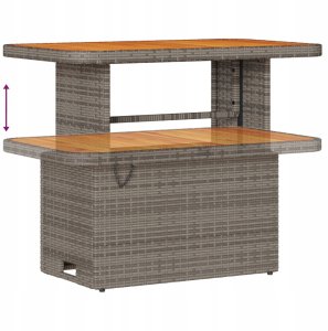 8-elementowy zestaw sof ogrodowych z poduszkami Szary Poli Rattan Akacja, 2-osobowa sofa ogrodowa z poduszkami Szary Poli Rattan, 3-elementowy zestaw jadalniany ogrodowy z poduszkami Szary Poli Rattan Akacja 8