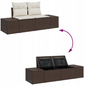 vidaXL Zestaw mebli ogrodowych 10-częściowy z poduszkami brązowy z polirattanu 10